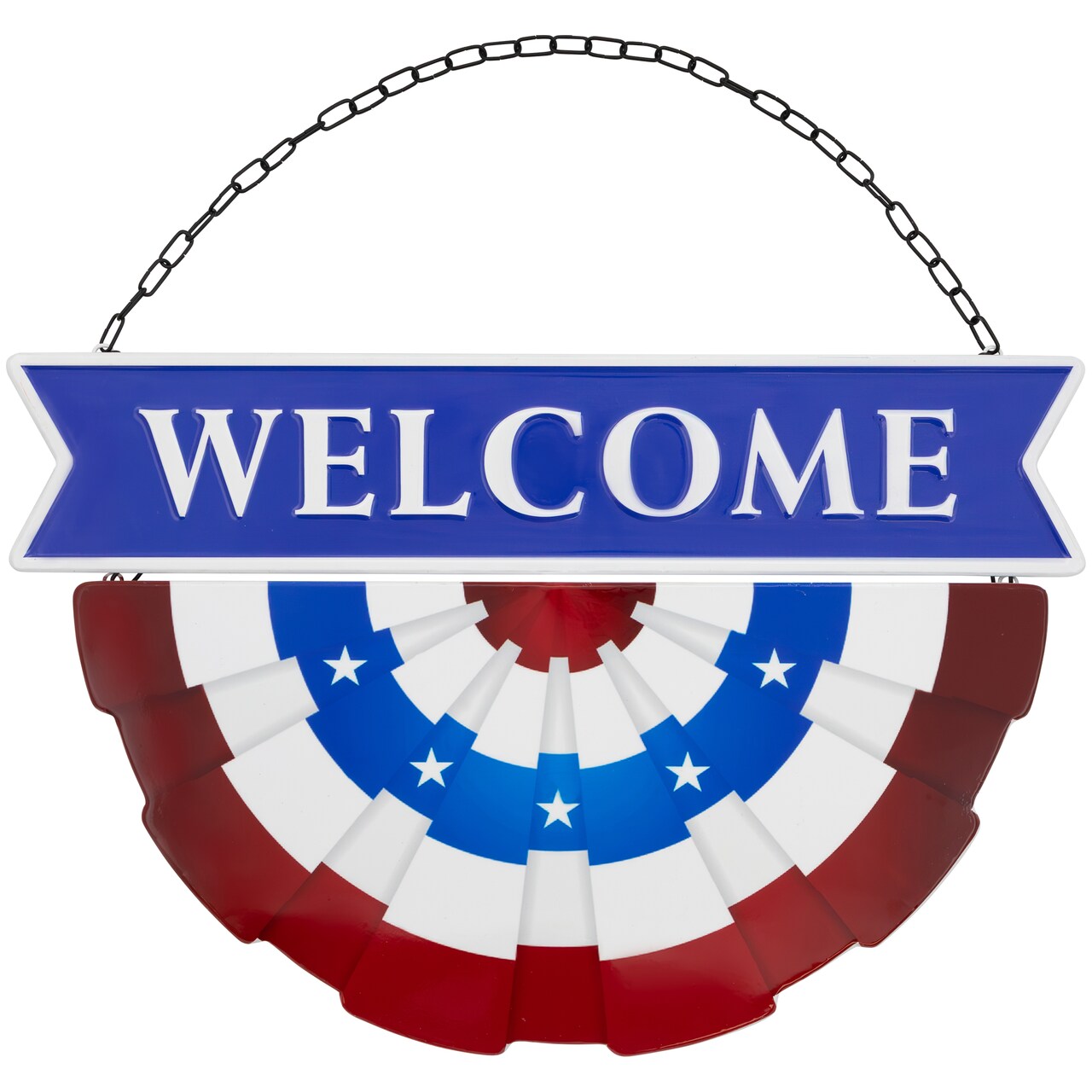 Northlight Americana "Welcome" Metal Wall Sign with Bunting - 19.5"